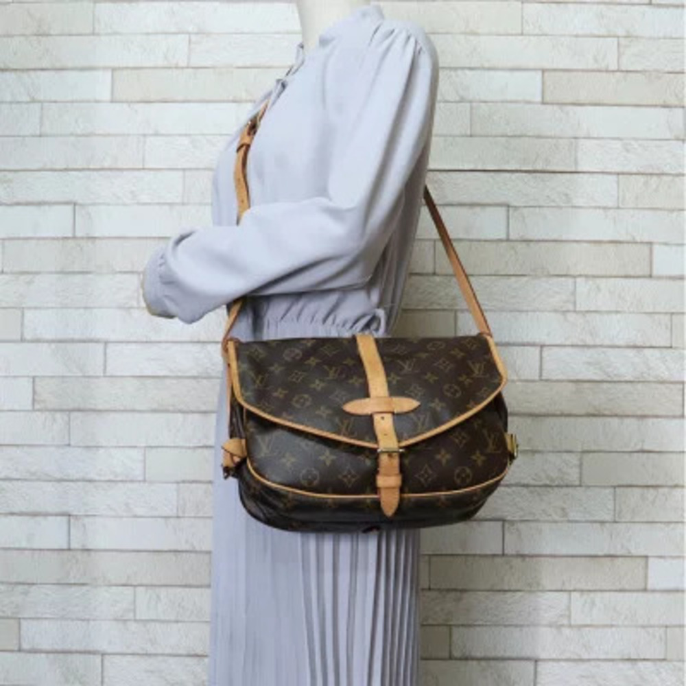 Louis Vuitton Bag Monogram Canvas Saumur Brown Shoulder